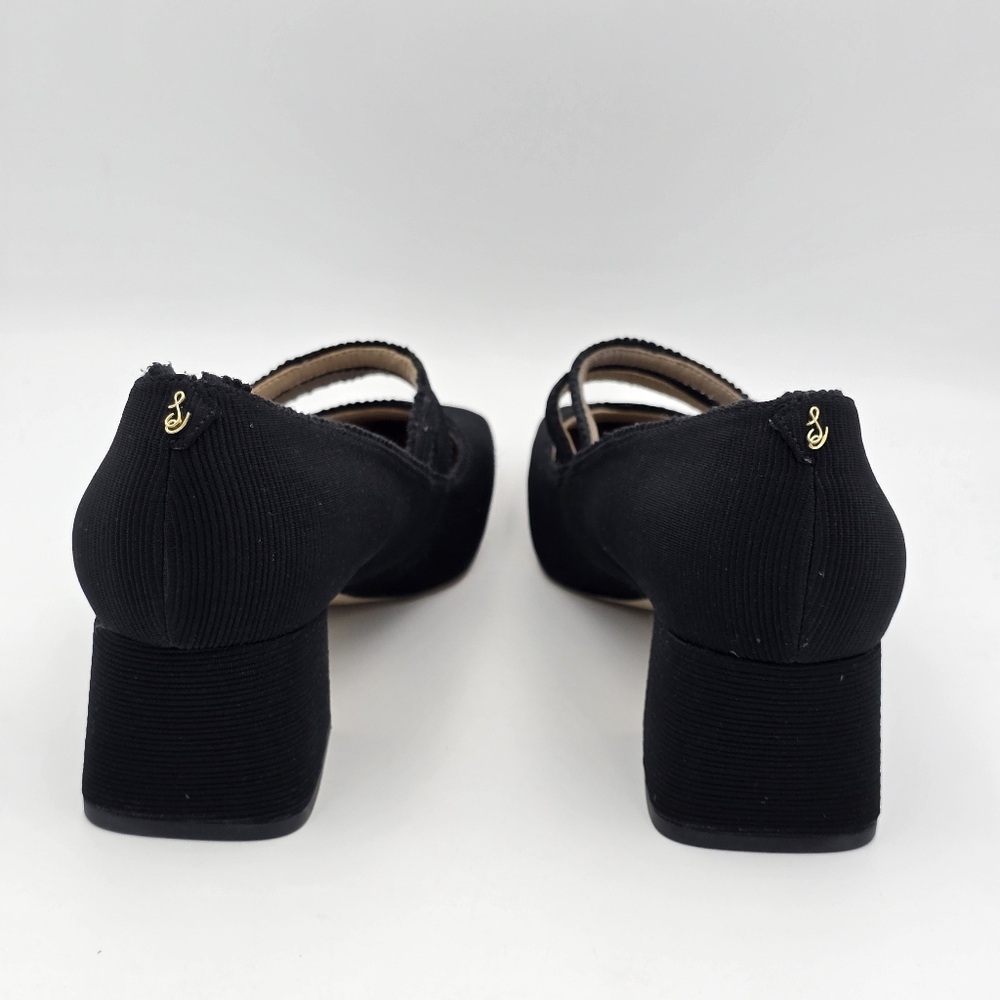 Sam Edelman Tahira Block-Heel Mary Jane Pumps, Black Rib with Gold Accents, 11 - Picture 8 of 16